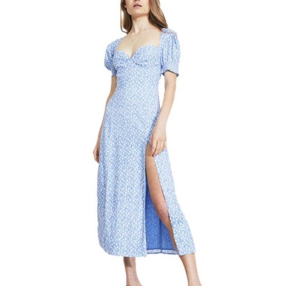 Bardot for Revolve Puff-Sleeve High-Slit Midi Dress